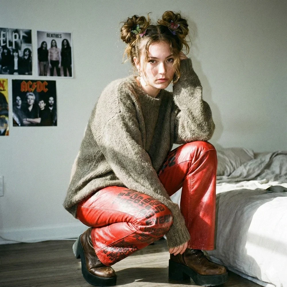 Vintage 90s Bjork Hyperballad Red Leather Pants Womens 28 XOXO Y2K Alt‎ Rock